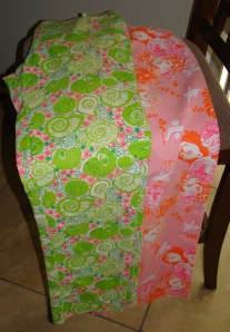 Green pair with snails, Pink pair with lions